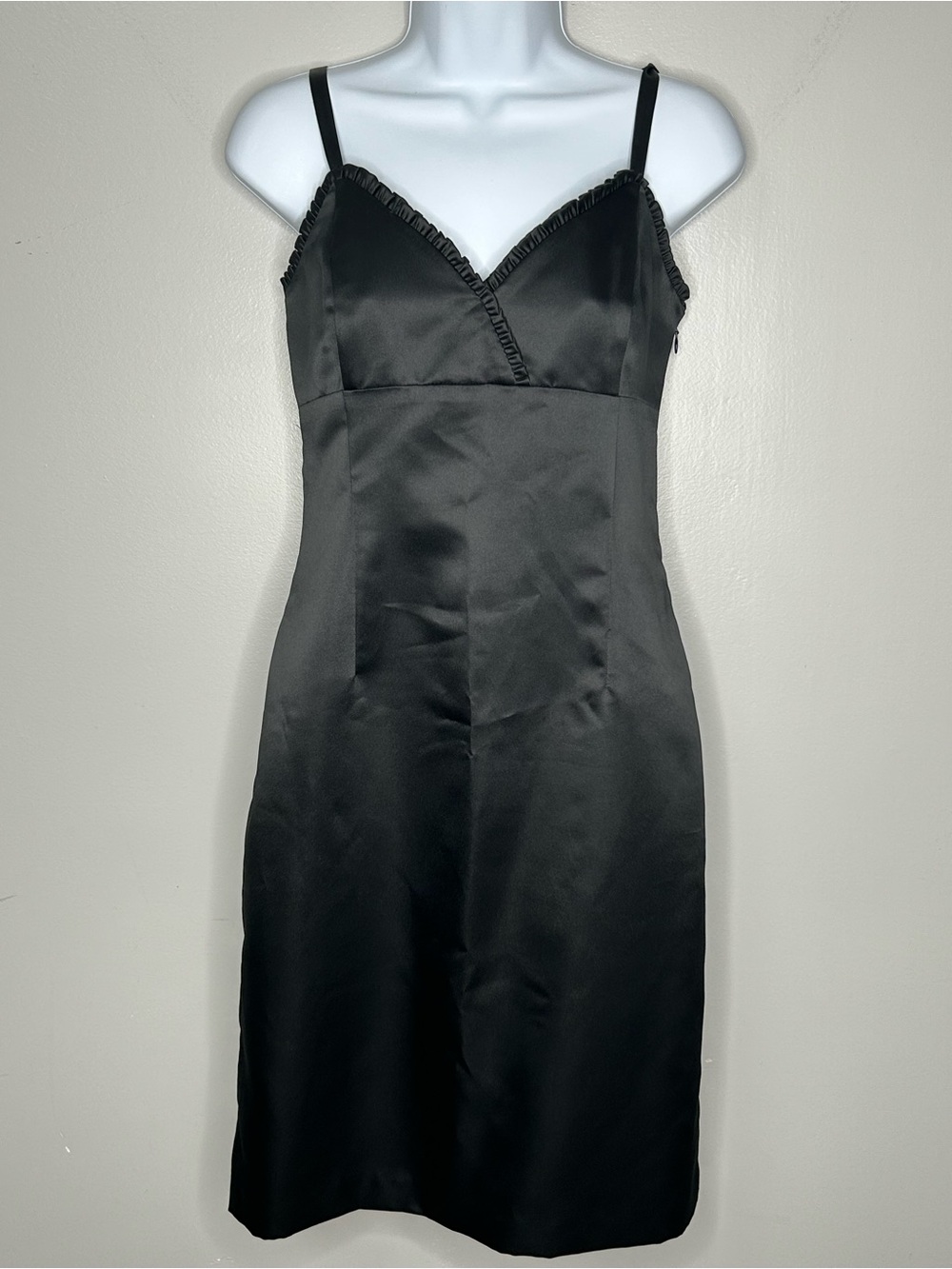 White House Black Market Black Ruffle Trim Dress Size 4